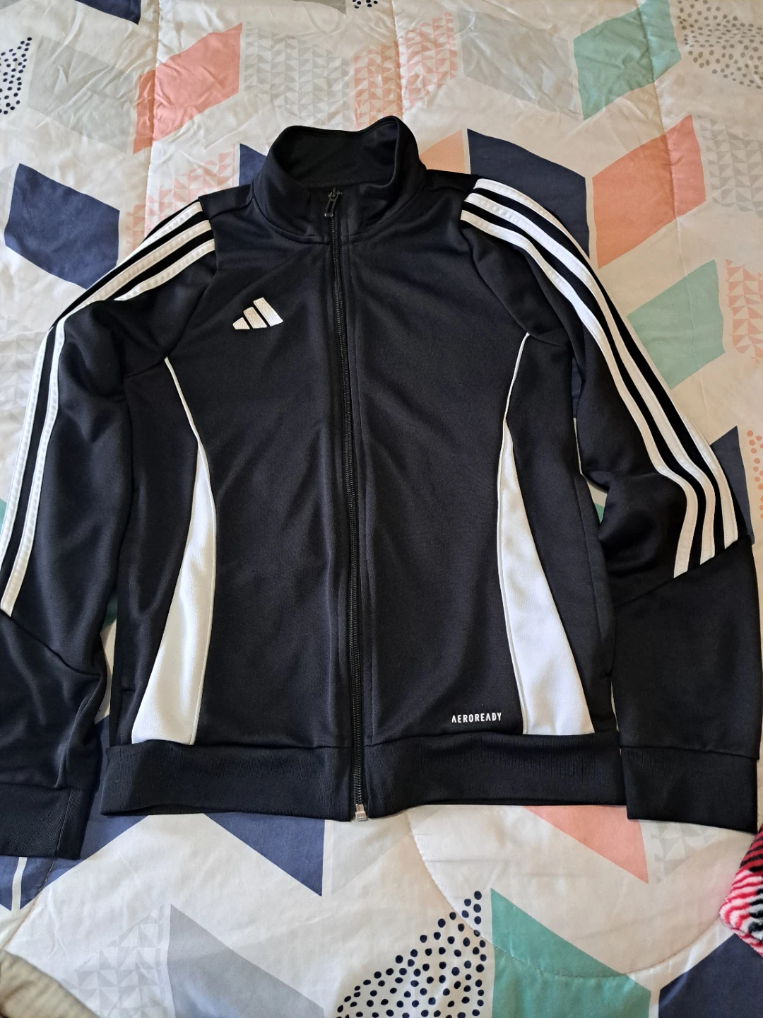 Adidas AEROREADY Track Jacket - Black/White - Youth Size 11-12Y - photo 2