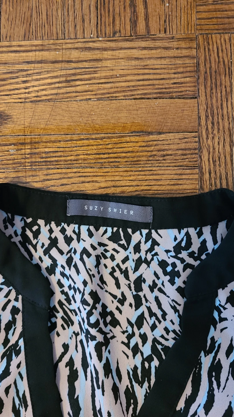 Suzy Shier Blouse - Black/White Animal Print - photo 2