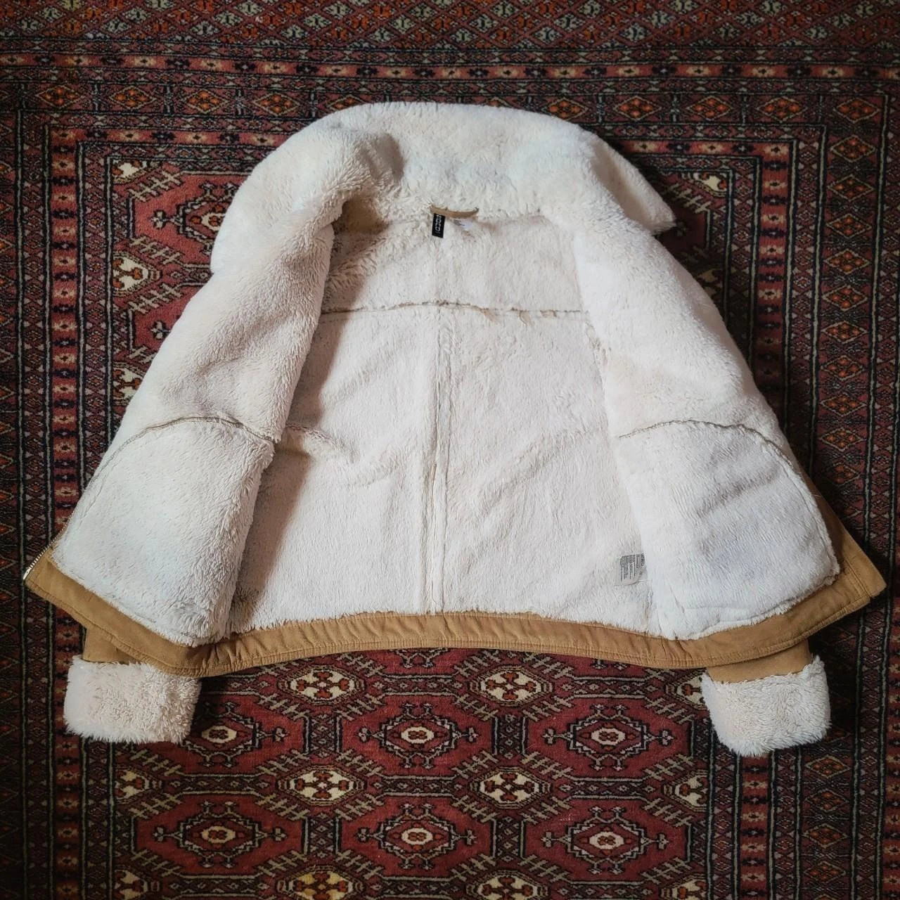 Tan Suede Sherpa Lined Jacket with Collar - photo 3