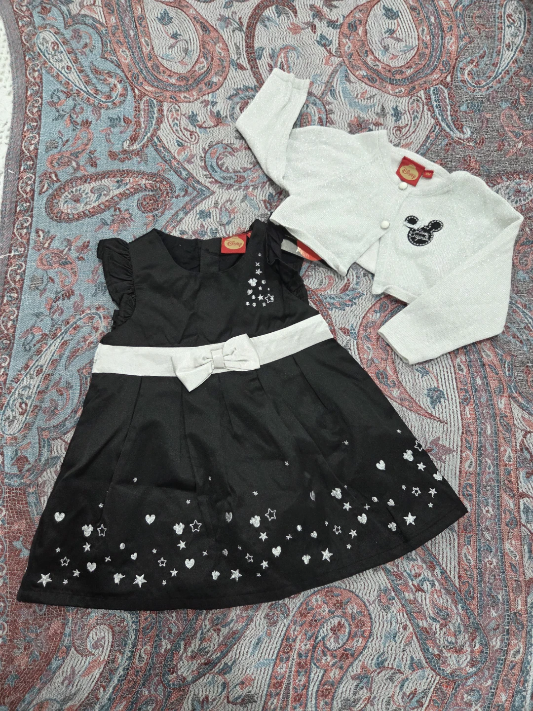 Disney Minnie Mouse Black Dress with White Cardigan Set