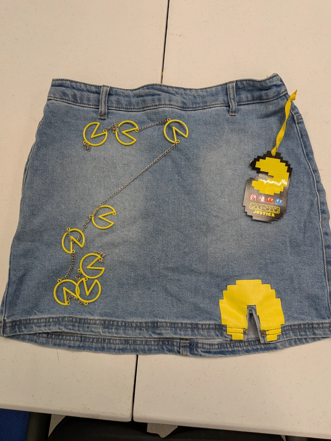 Pac-Man Justice Denim Skirt XL (16/18) Blue