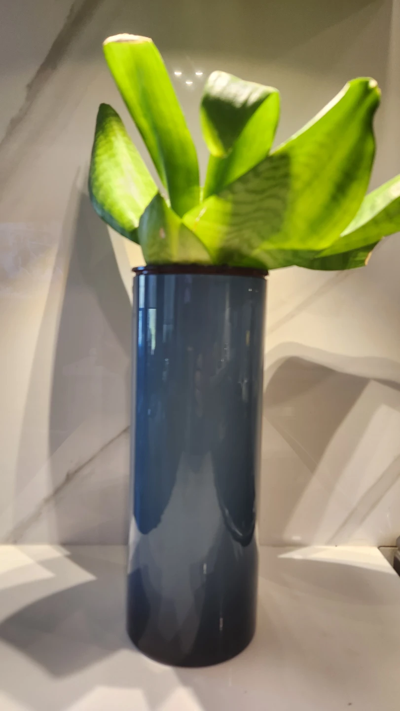 Cobalt blue upcycled vase planter with plant - photo 3