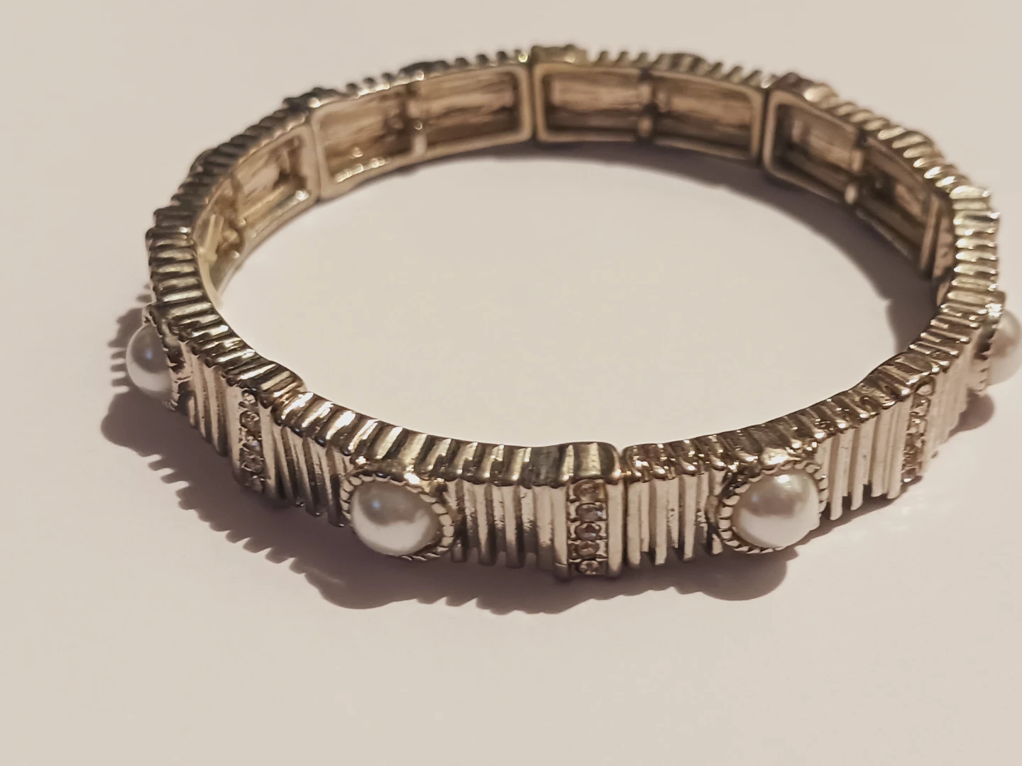 New !! Stretch Bracelet with Pearls and Rhinestones - photo 3