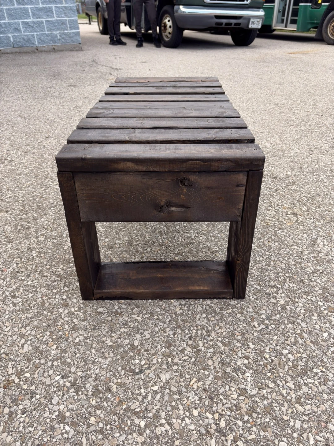 Black bench made out of wood (hamdmade) - photo 3
