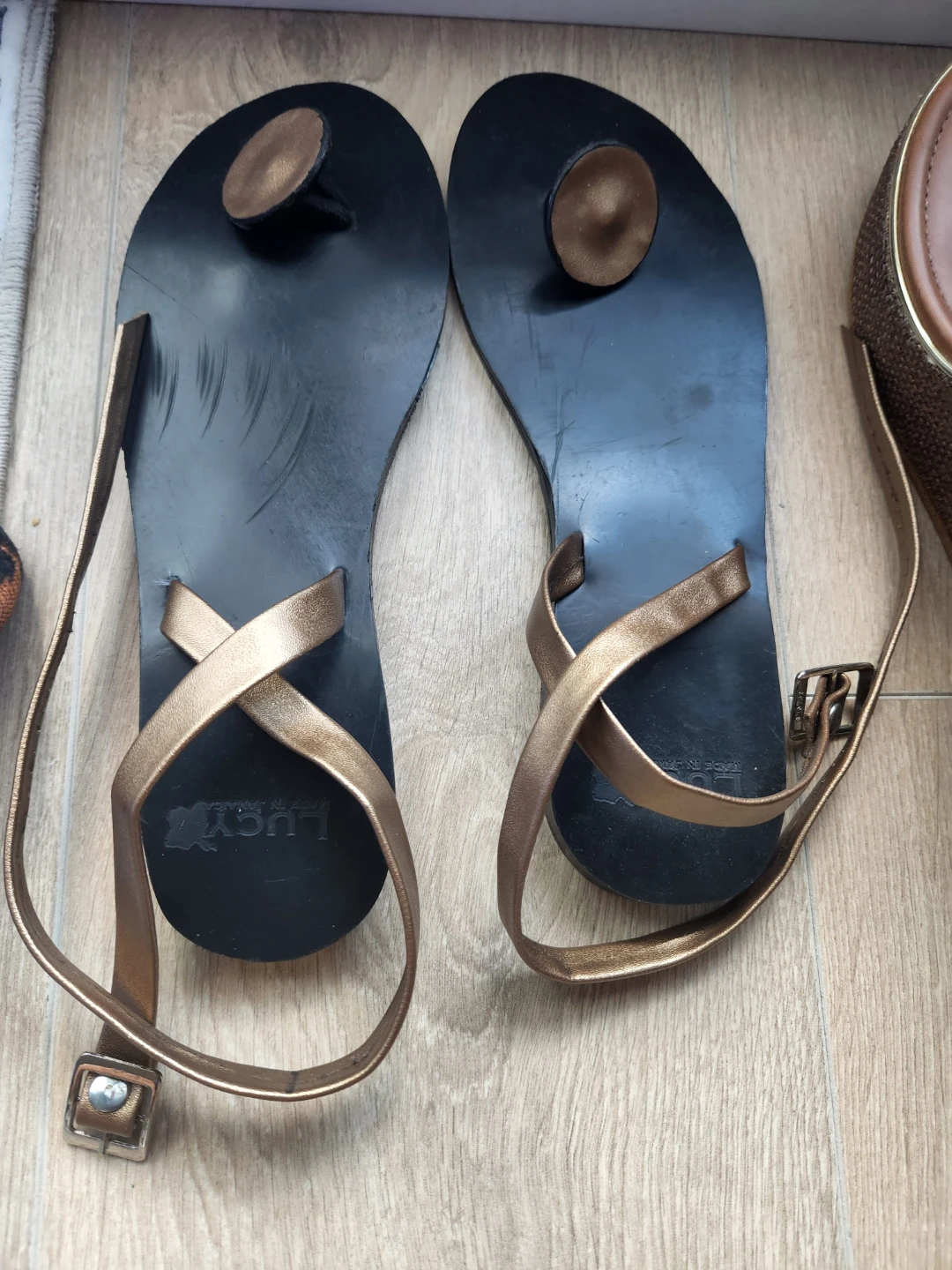 Lucy's Brand Flat Sandals- Gold/Black - photo 2