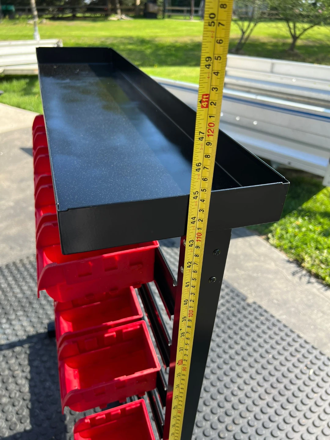 Black Parts Bin Organizer Rack with Red Bins - photo 4