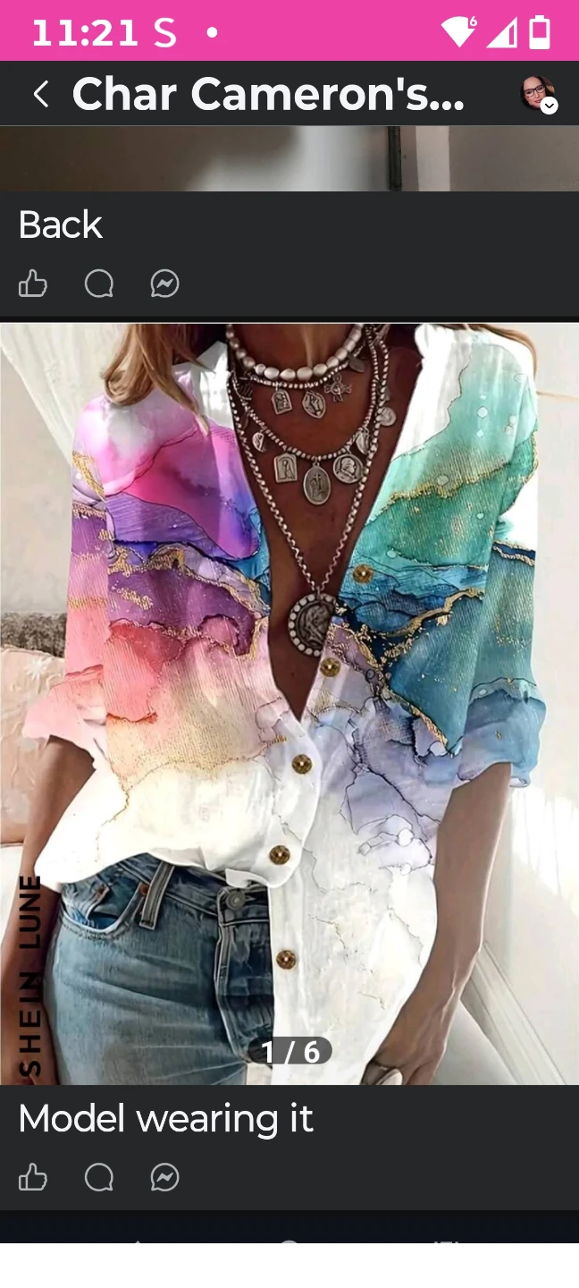 Women's Abstract Print Button-Up Shirt
