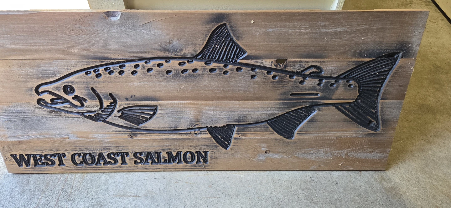 West Coast Salmon Wood Carving Wall Art
