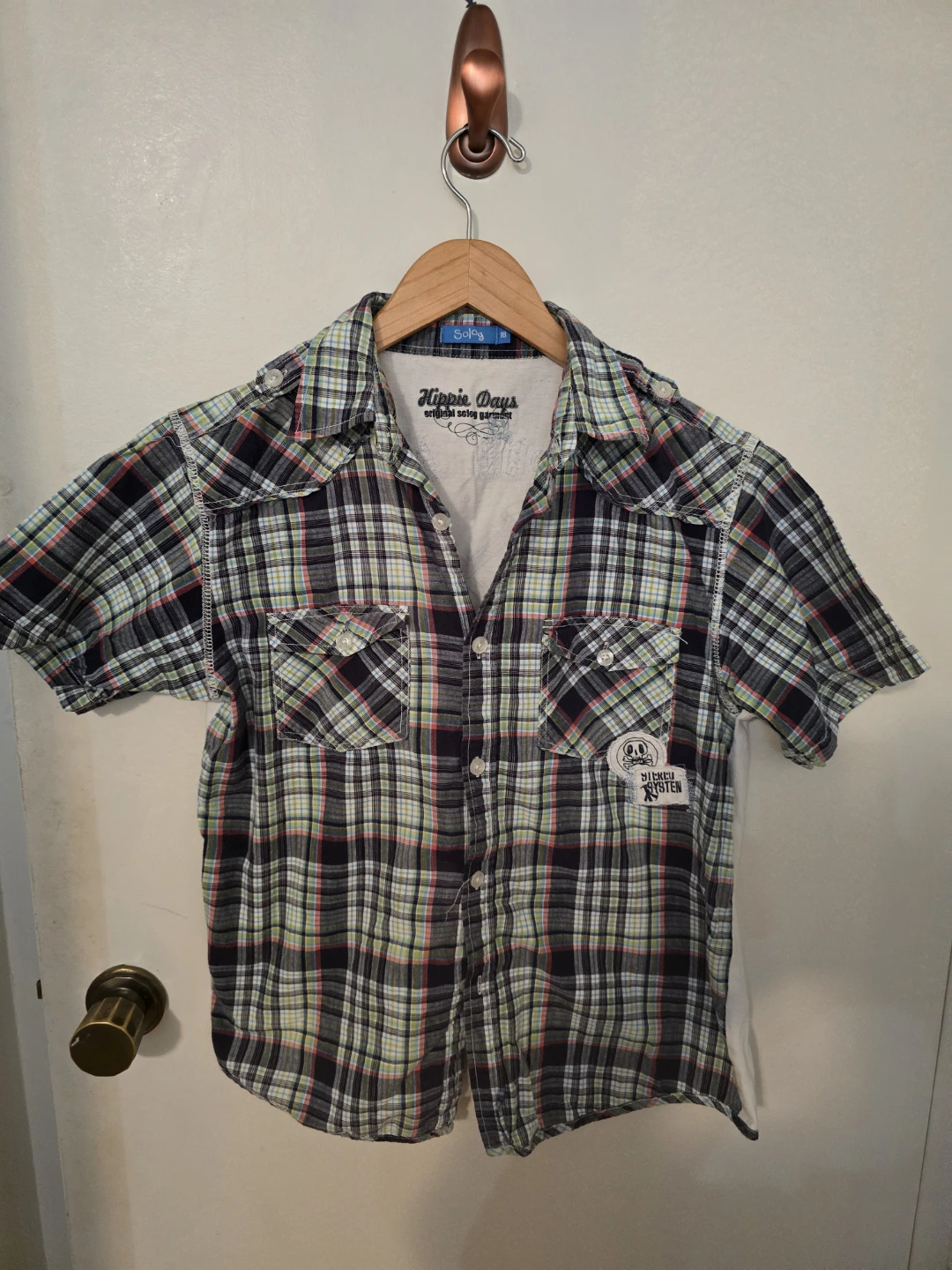 Solog "Hippie Days" Plaid Shirt Size 18 -Small