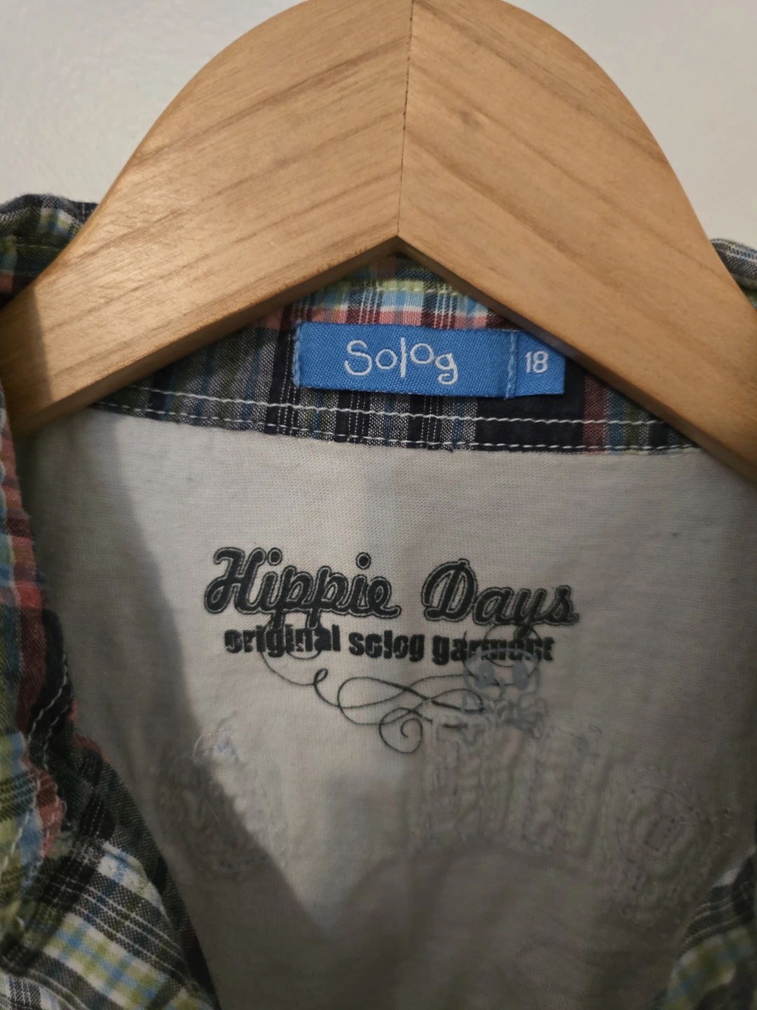 Solog "Hippie Days" Plaid Shirt Size 18 -Small - photo 3