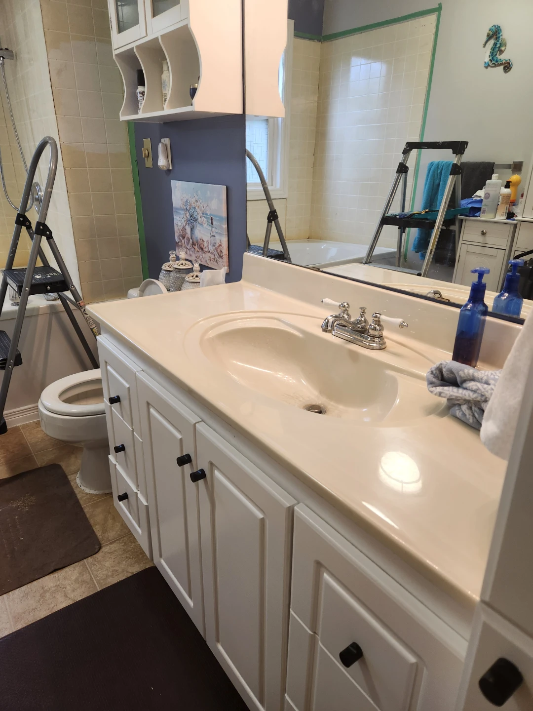 Cream coloured vanity sink