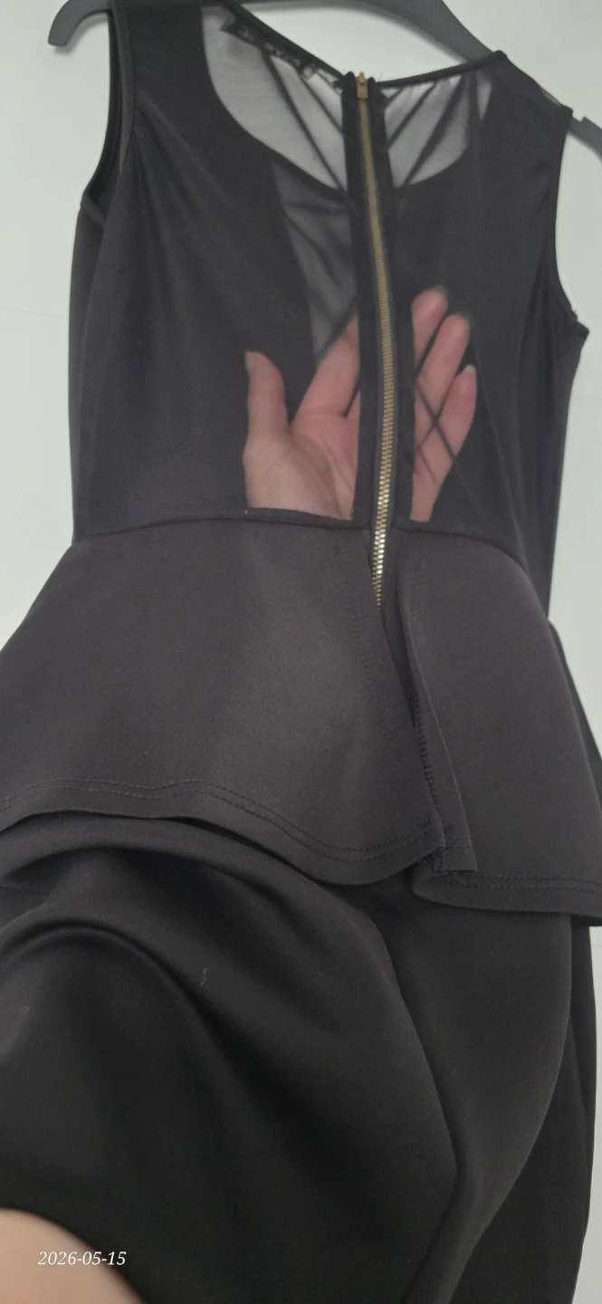 MYSTIC Black Peplum Dress with Mesh Detail - photo 2