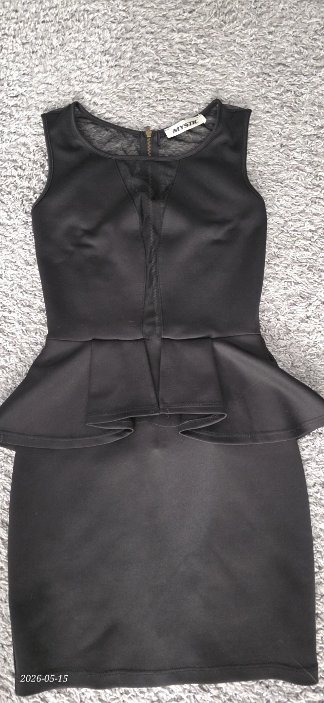 MYSTIC Black Peplum Dress with Mesh Detail - photo 3