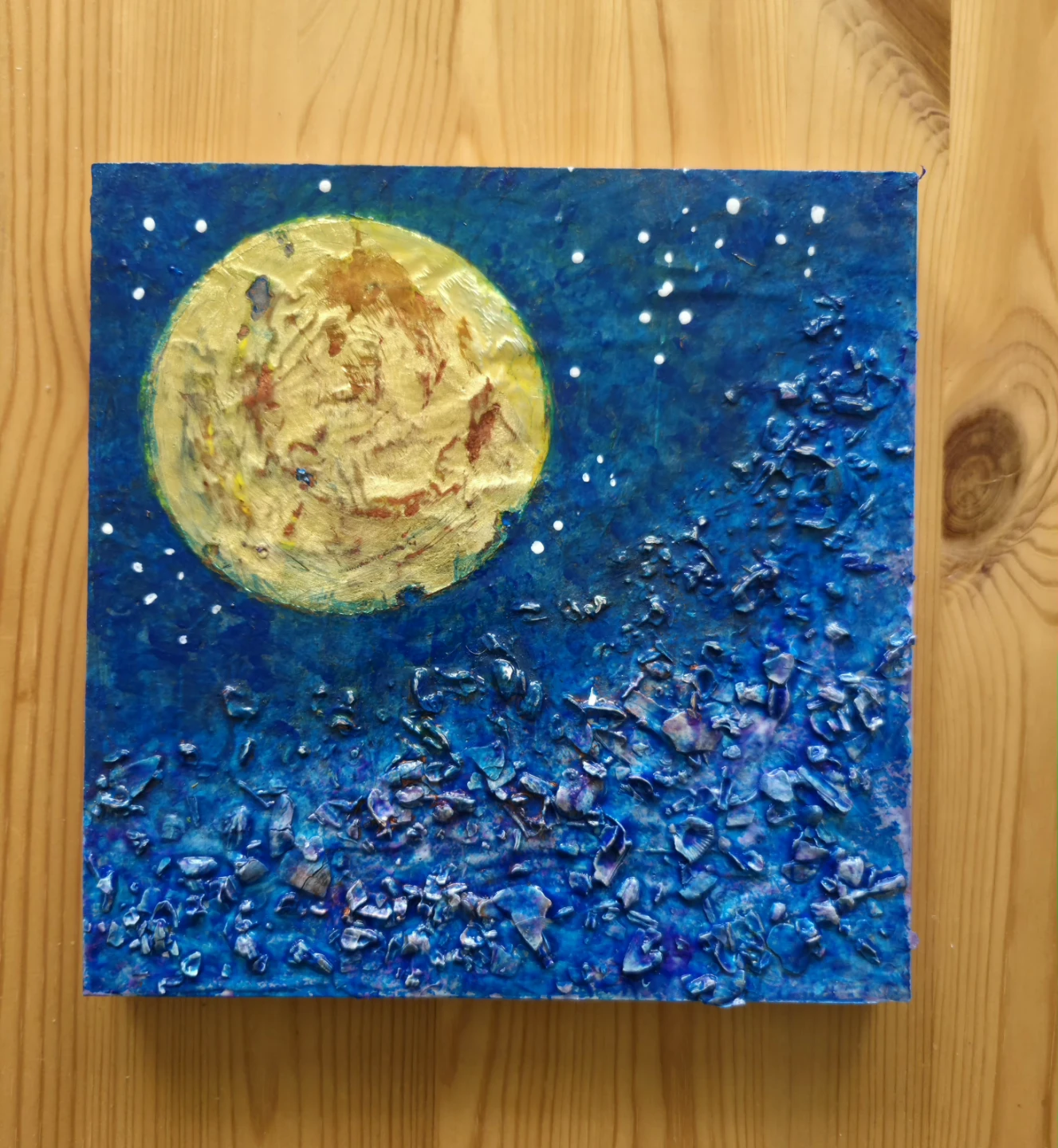Textured Moon and Star Painting