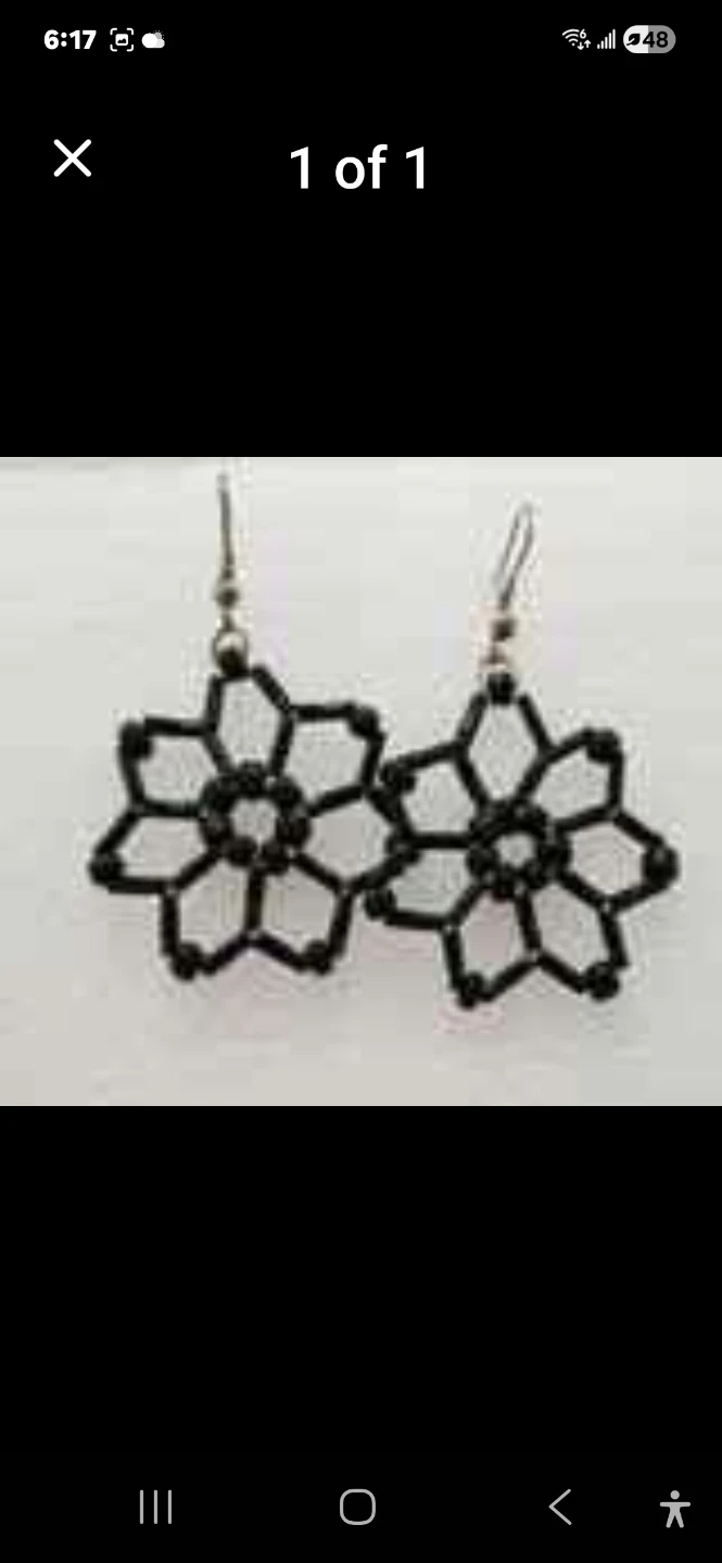 new set Black Beaded Flower choker Earrings - photo 2
