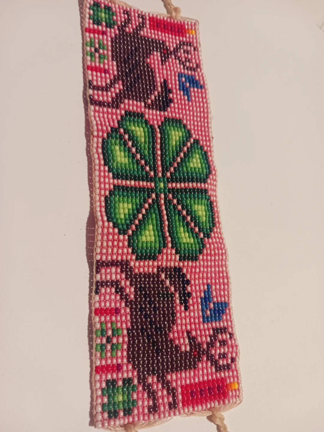Handmade Beaded Bracelet with Clover and Deer Design - photo 3