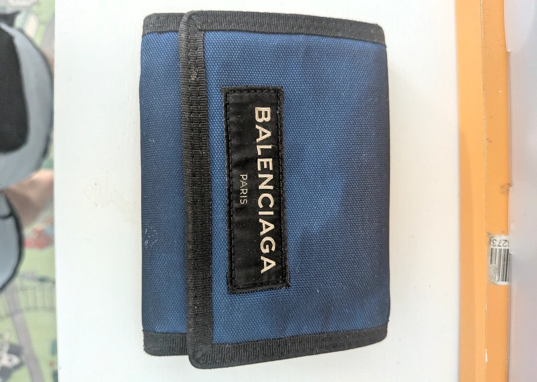 Balenciaga Blue Nylon Trifold Wallet