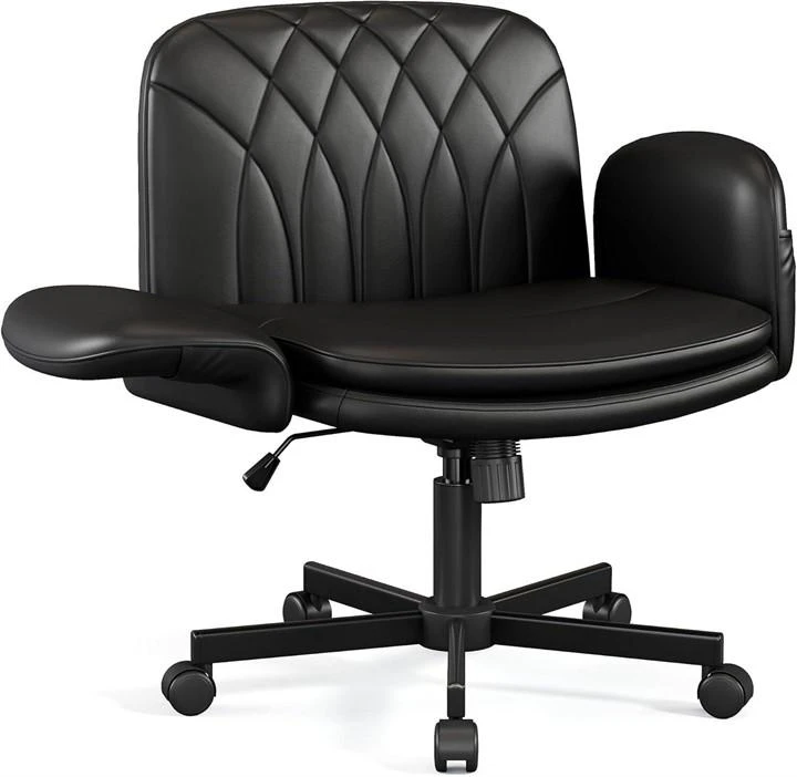 Black Faux Leather Office Chair - photo 2
