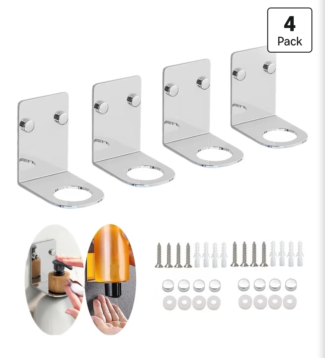 4 Pack Soap Dispenser Wall Mount Holder