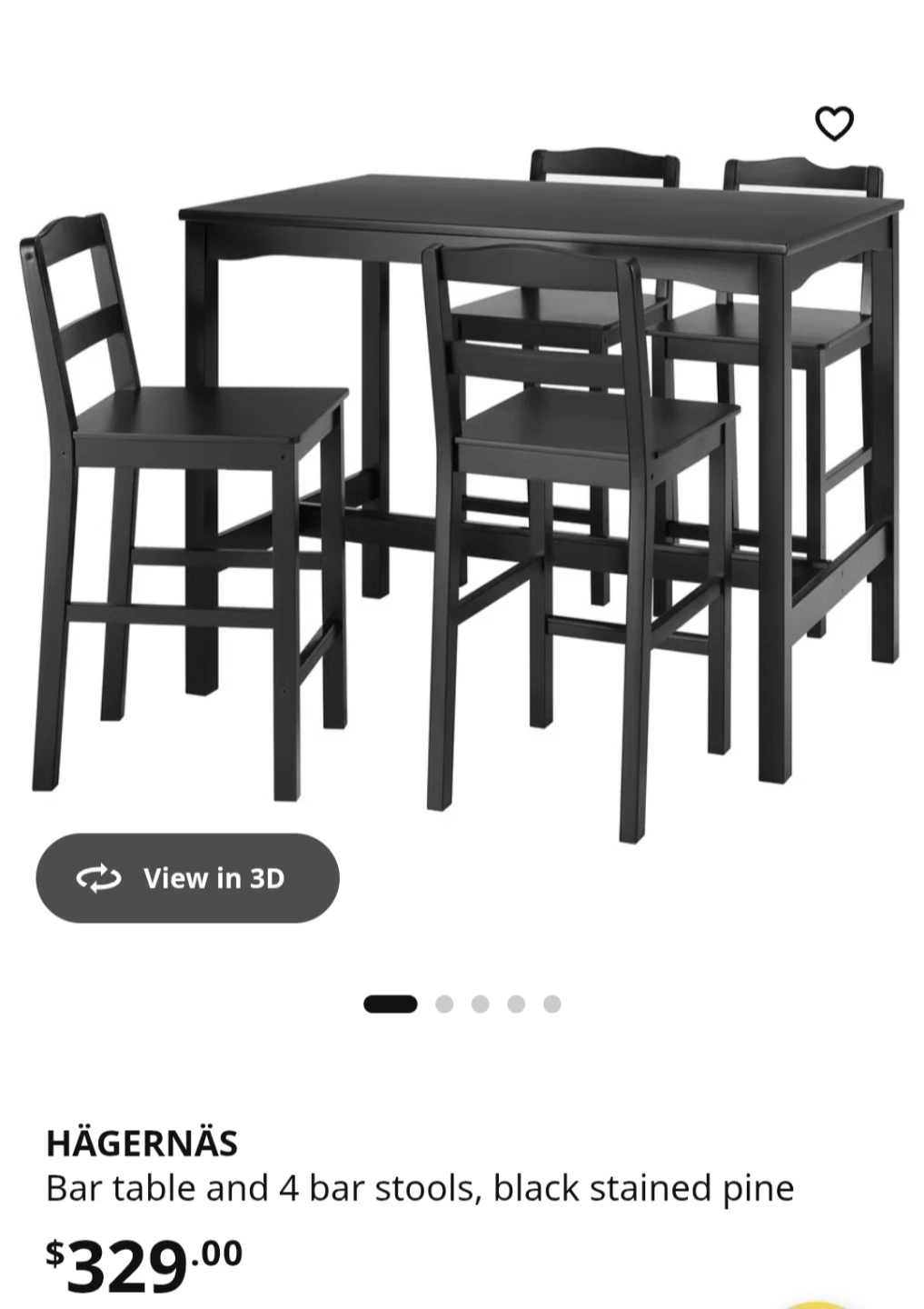 IKEA HÄGERNÄS Bar table and 4 stools - black - photo 4