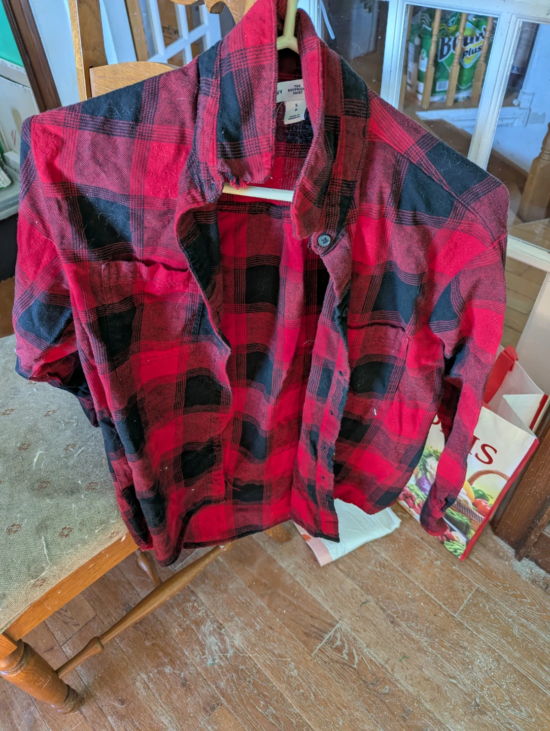 Old Navy Red & Black Plaid Button-Up Shirt - Size S - photo 2