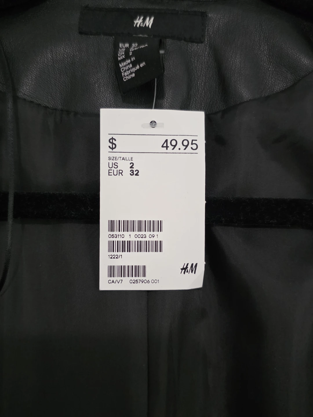 H&M Black Faux Leather Cropped Jacket (bolero) - photo 2