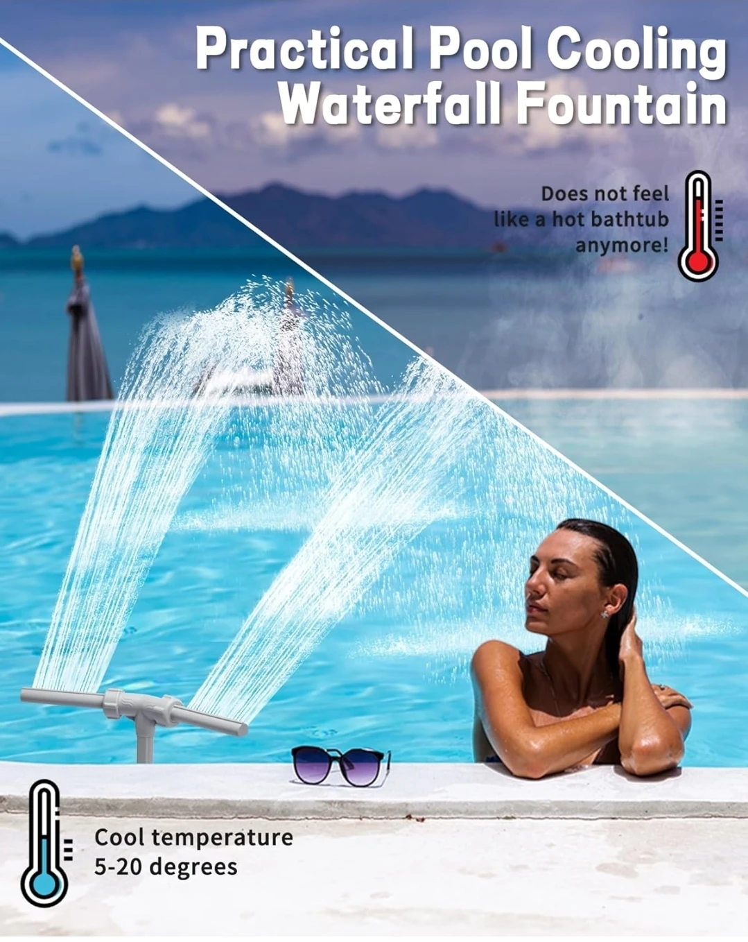 ZCONIEY Swimming Pool Waterfall Fountain Sprinkler - photo 3