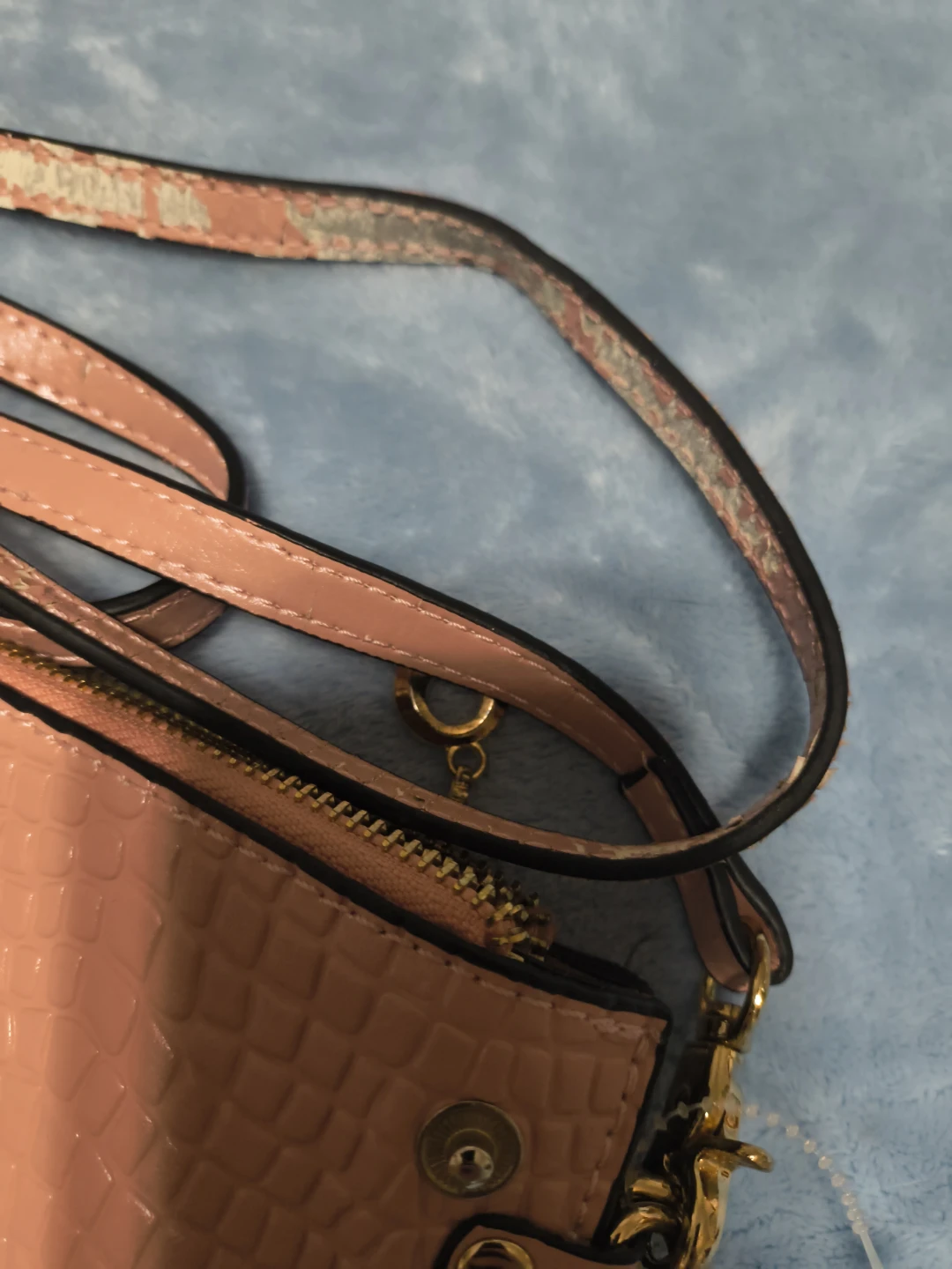 Pink Crocodile Embossed Crossbody Bag - photo 3