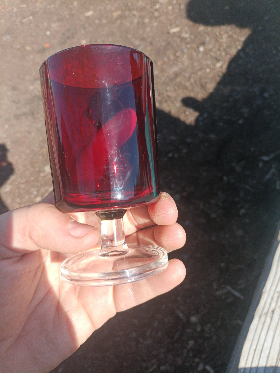 Set of 8 Amber Red Glass Tumblers