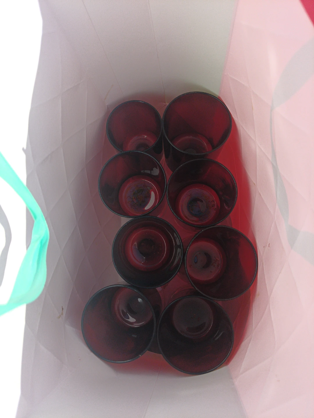 Set of 8 Amber Red Glass Tumblers - photo 2