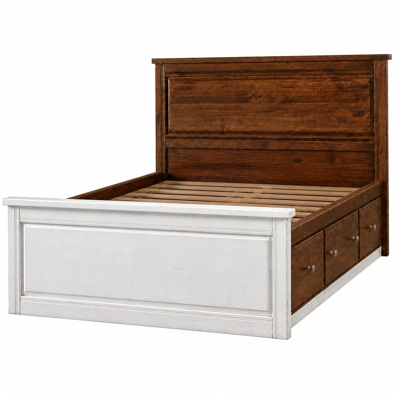 Wooden Bed Frame with Storage Drawers