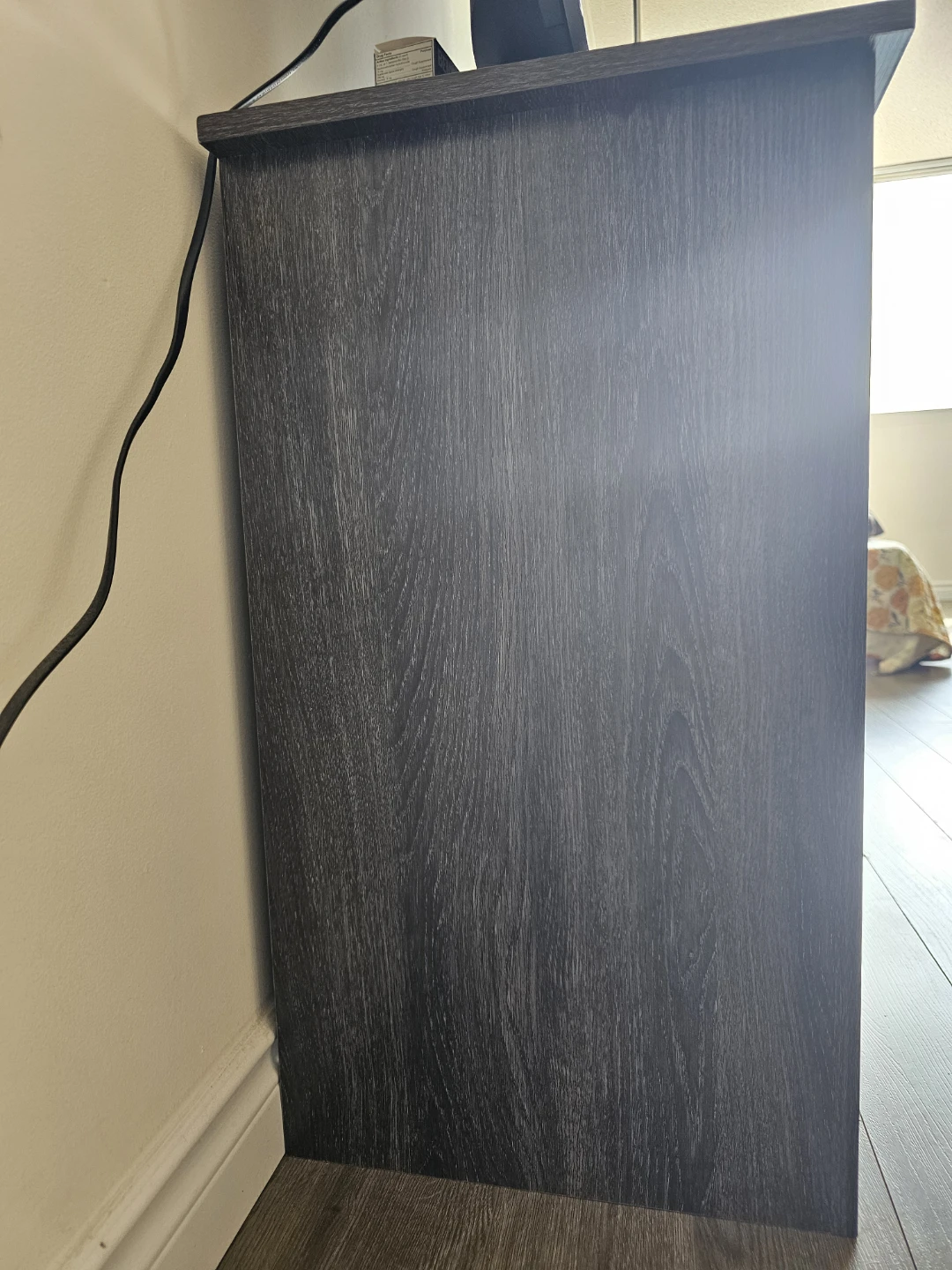 Grey Wood Media Console with Drawers and Doors
