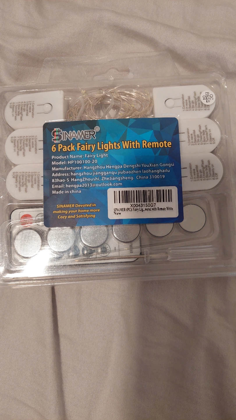 SINAMER 6 Pack Fairy Lights with Remote - Warm White