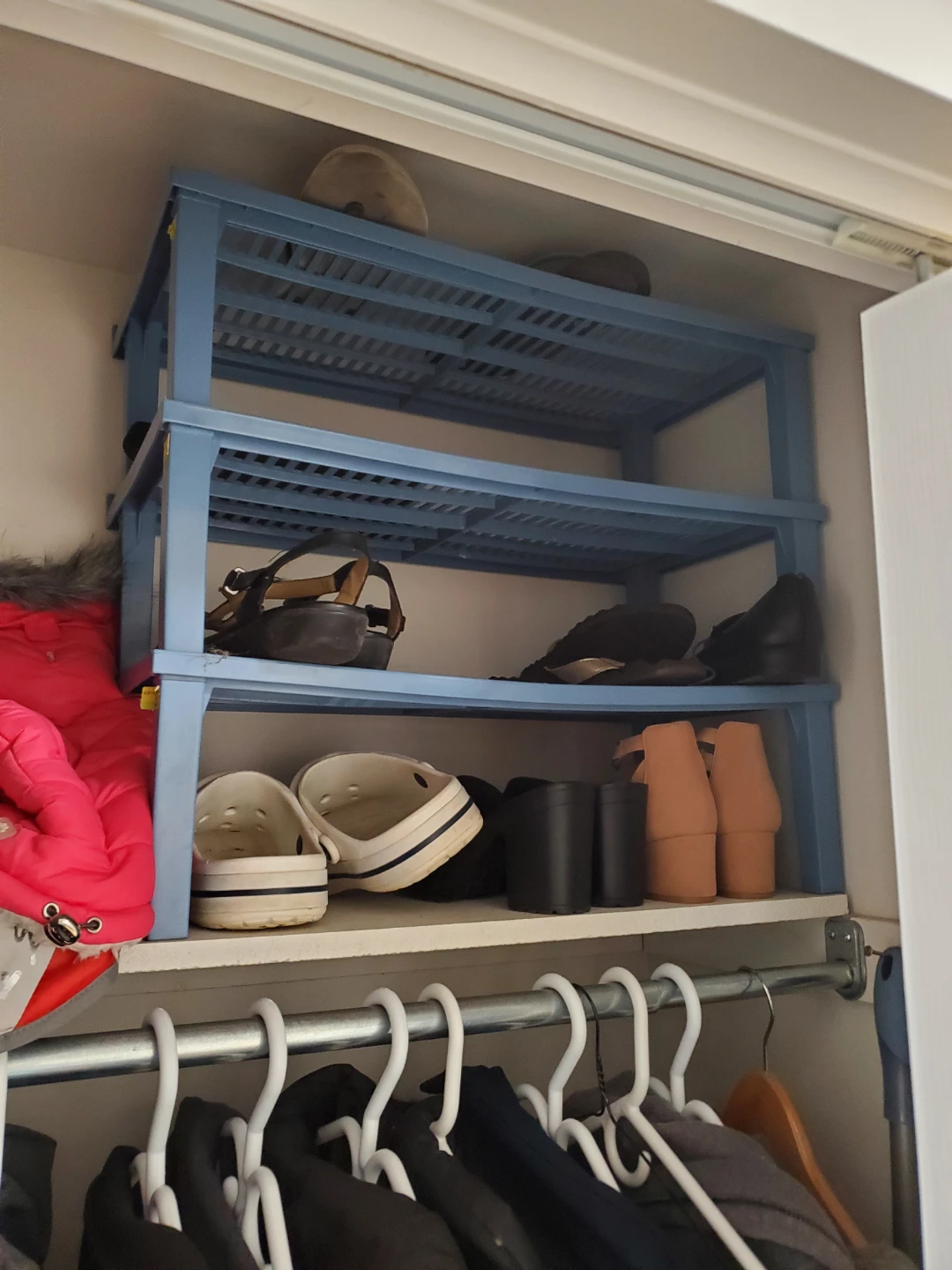 Blue 3-Tier Shoe Rack. Plastic