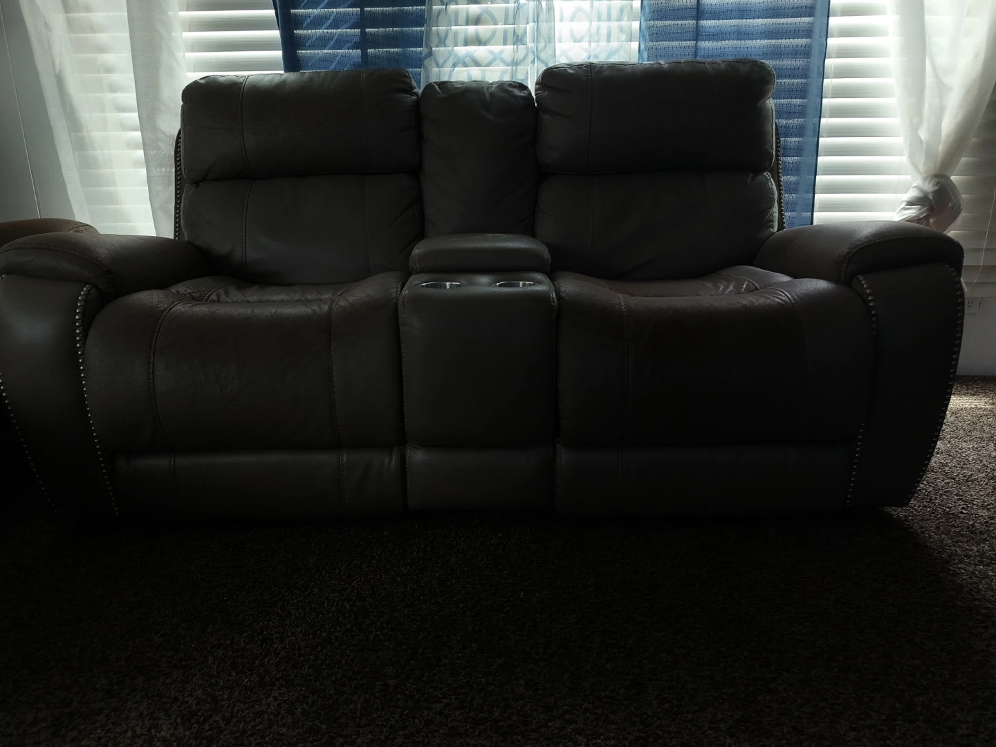 Brown Leather Reclining Sofa and Loveseat Set - photo 3