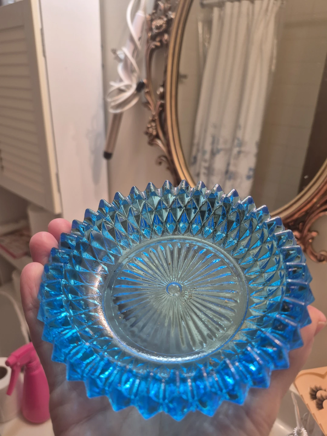 Blue Glass Trinket Dish with Lid - photo 2