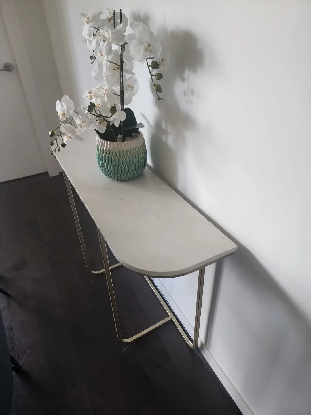 Console Table Marble look with Gold Legs