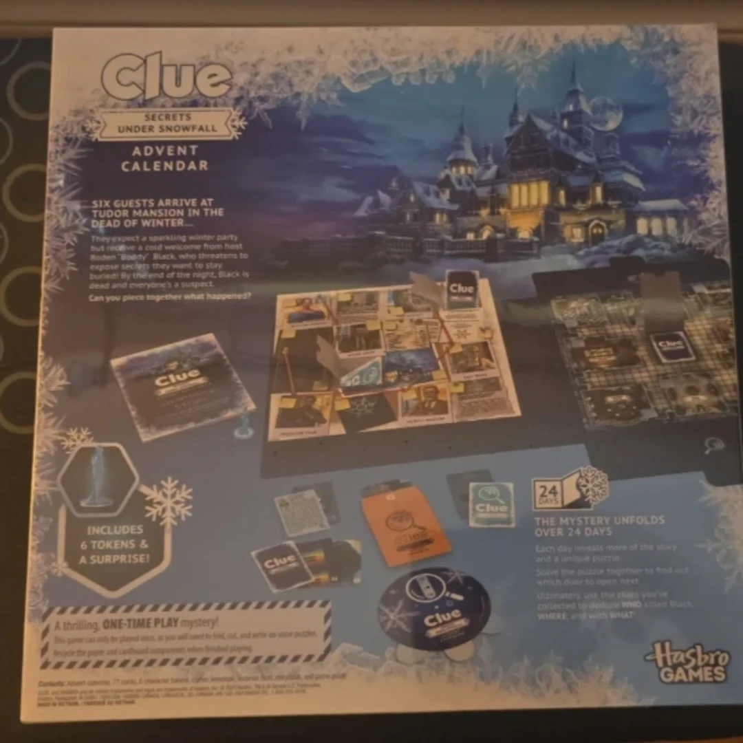NIB Clue: Secrets Under Snowfall Advent Calendar (Mystery Game) - photo 2