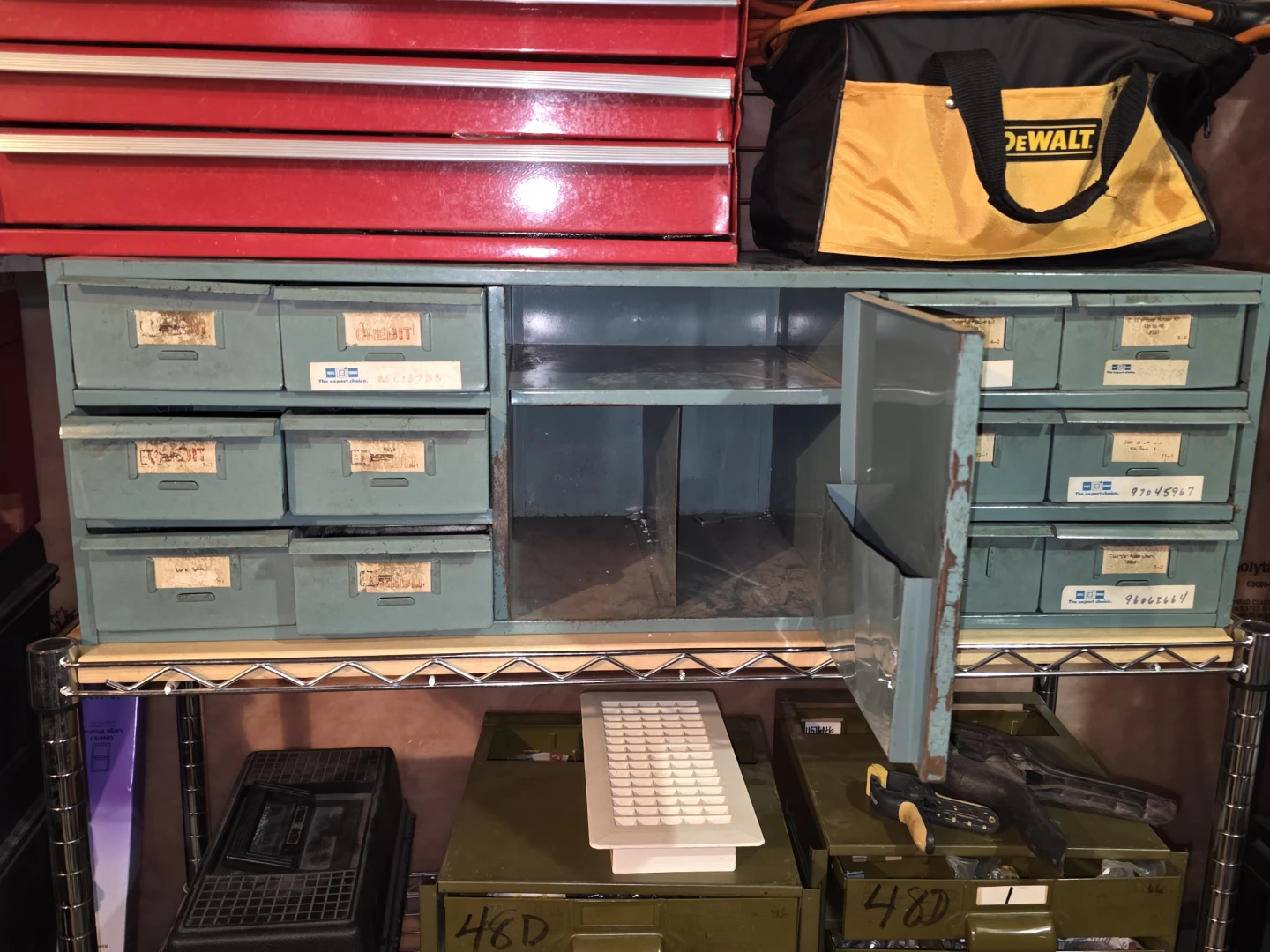 Vintage Metal Parts Organizer Cabinet