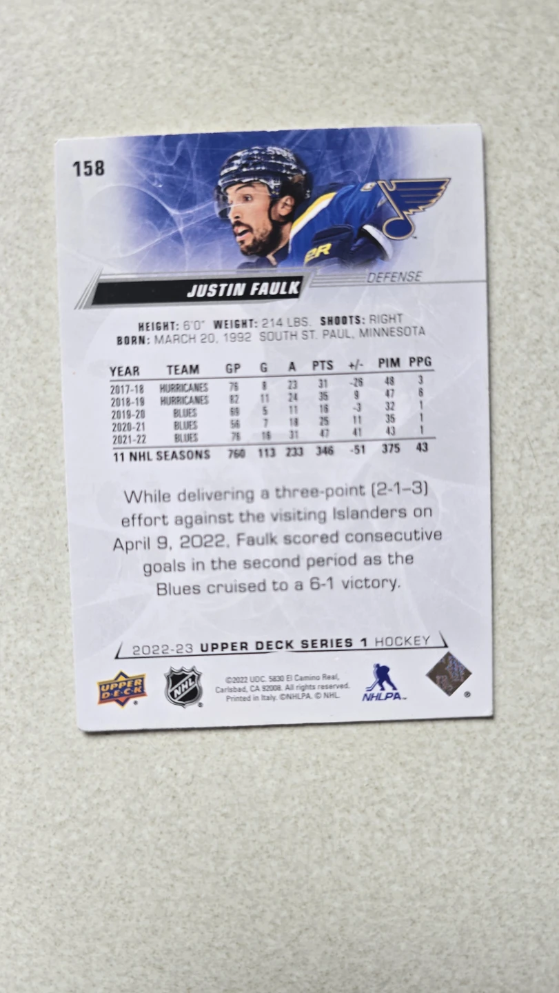 2021-22 Upper Deck Series 2 Hockey Card