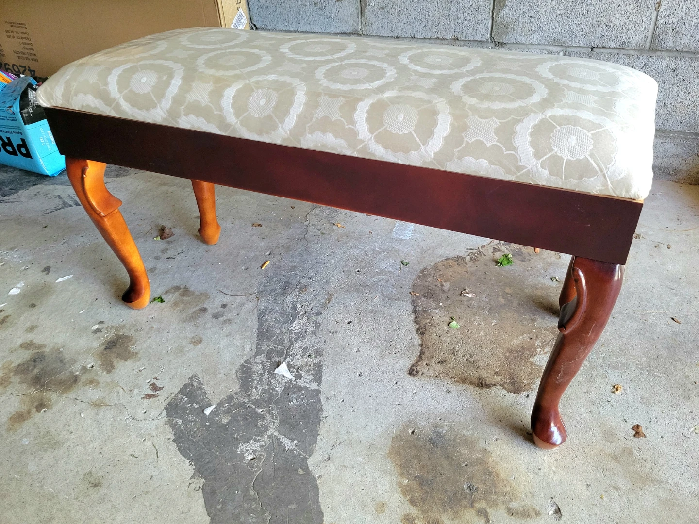 Upholstered Bench with Cabriole Legs