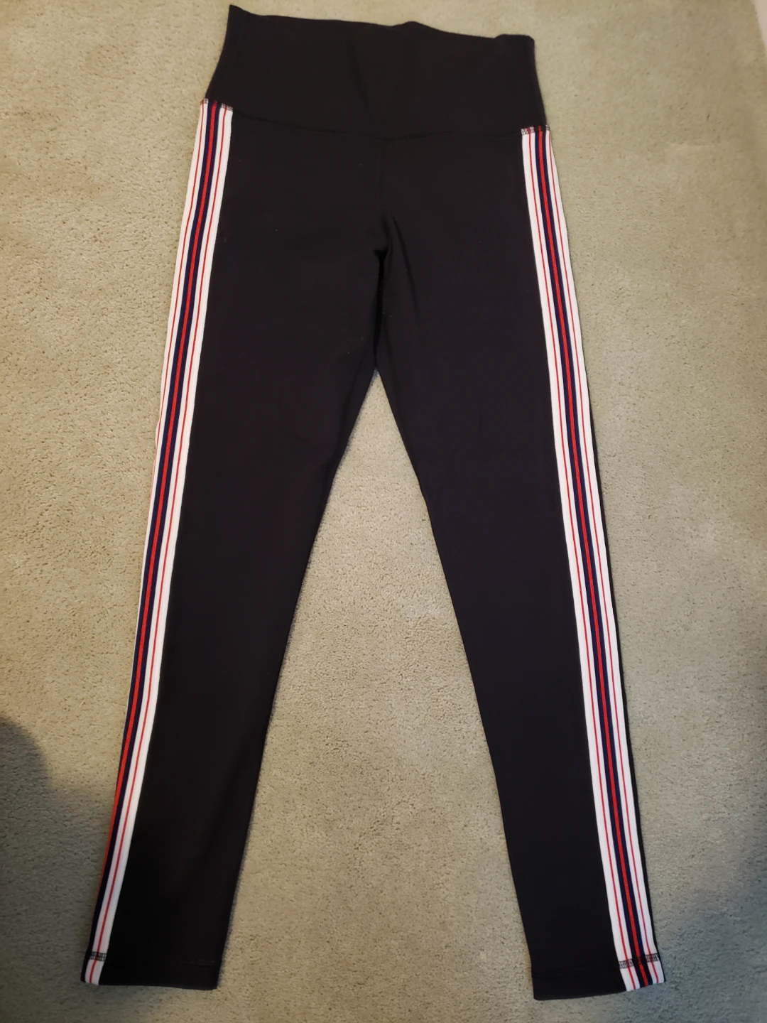 TNA Black Leggings with Red, White, Stripe