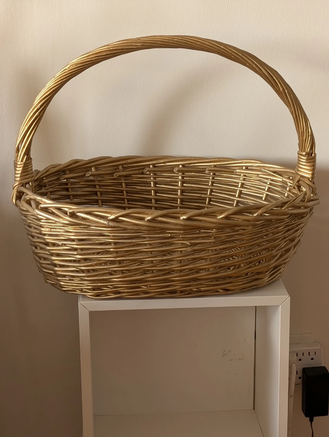 Gold Wicker Basket with Handle