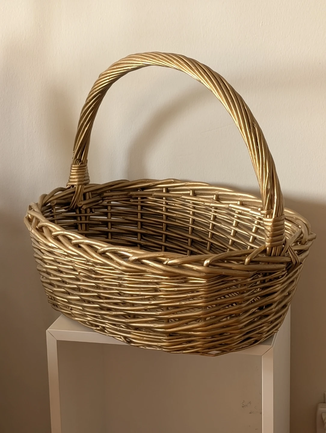 Gold Wicker Basket with Handle - photo 2
