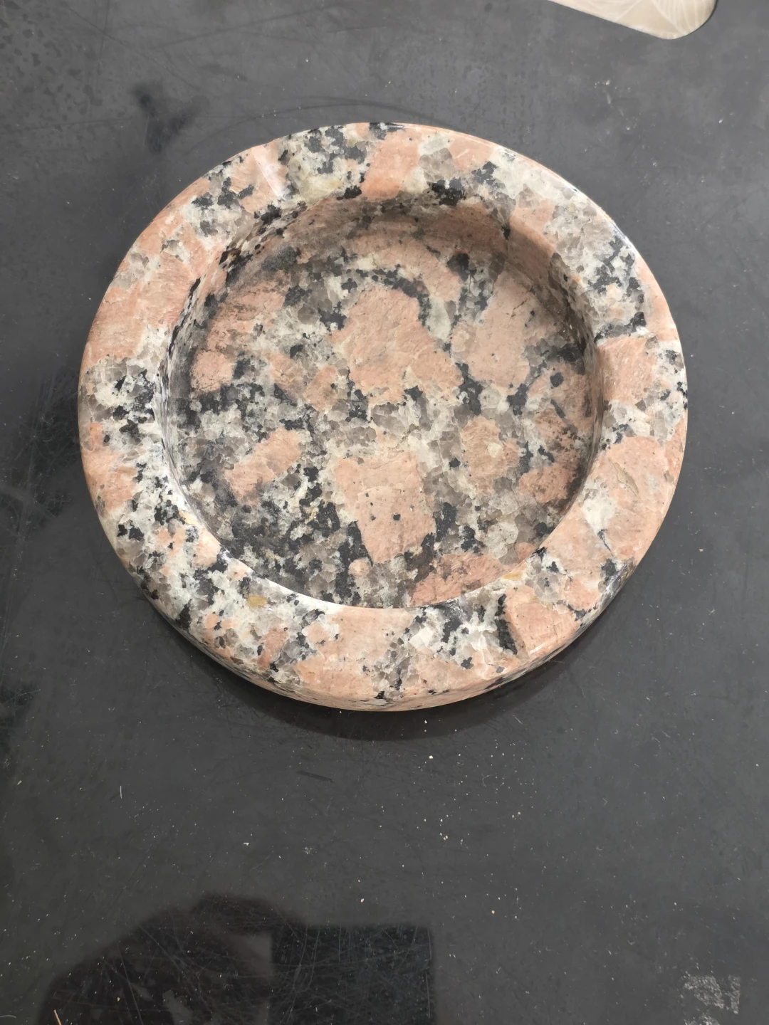 Round pink 61/2" Granite ashtray or  Candle Holder