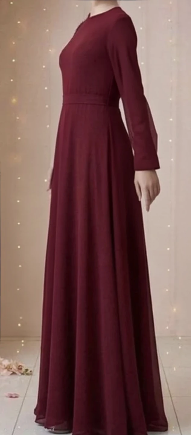 Maroon Long Sleeve Maxi Dress
