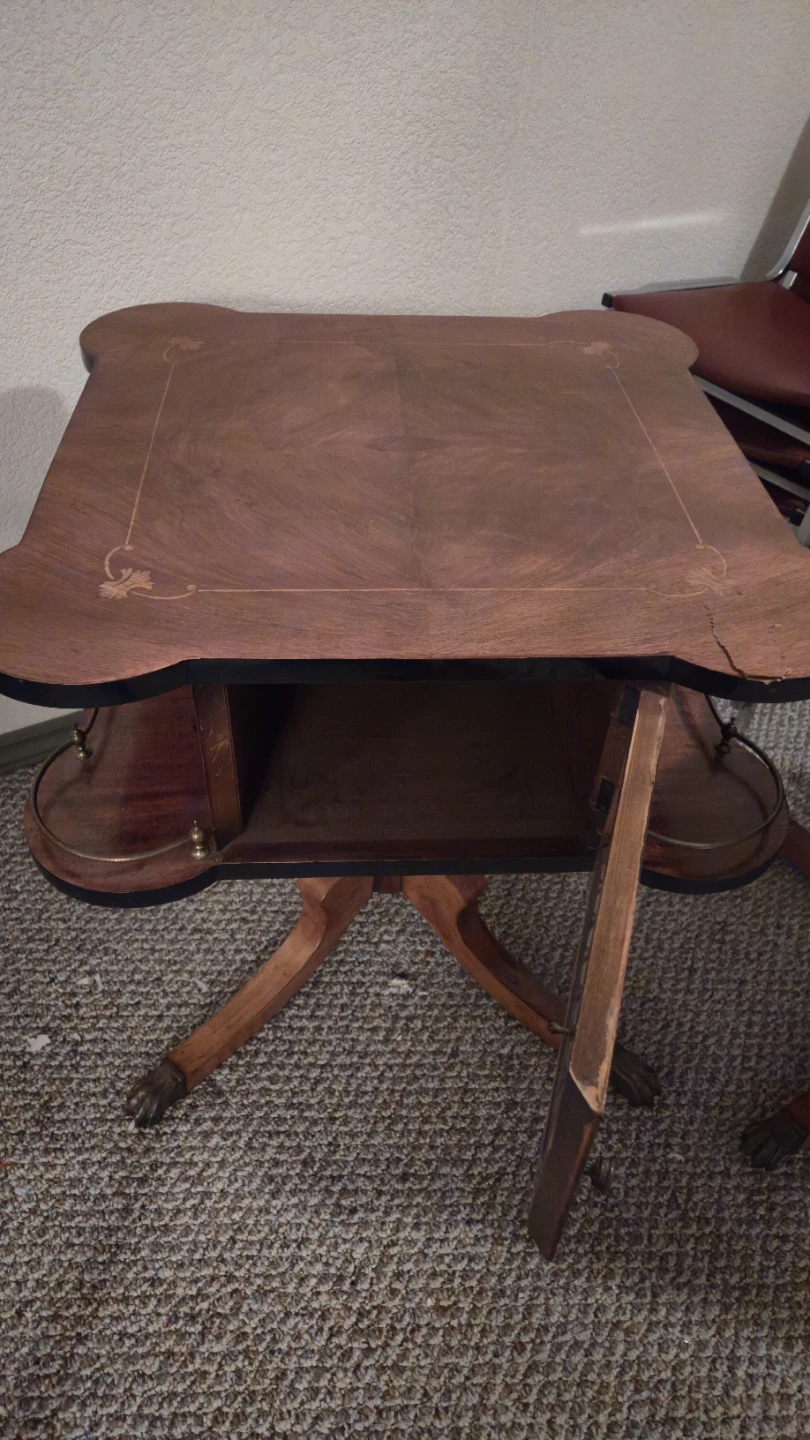 Vintage Marquetry Side Table with Cabinet - photo 4
