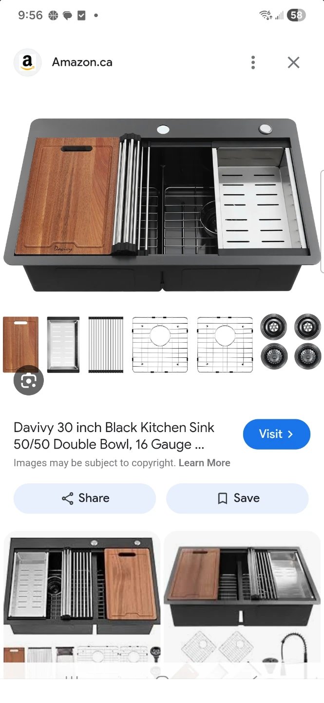 Davivy 30 inch Black Kitchen Sink