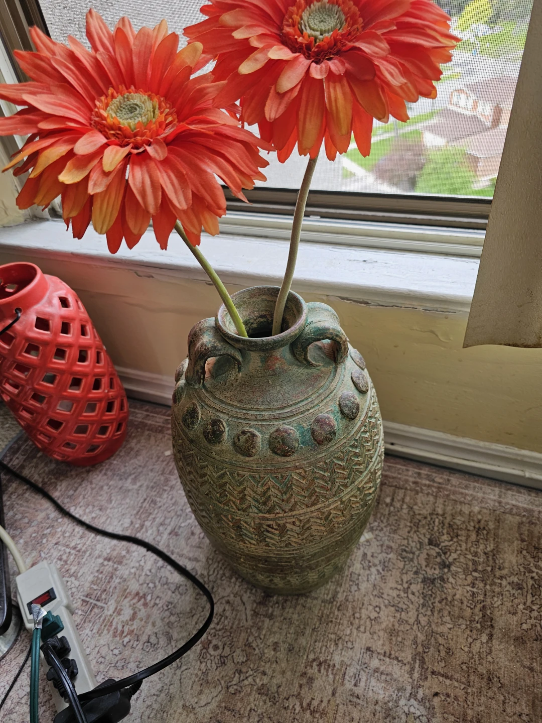Decorative Ceramic Vase with Embossed Pattern