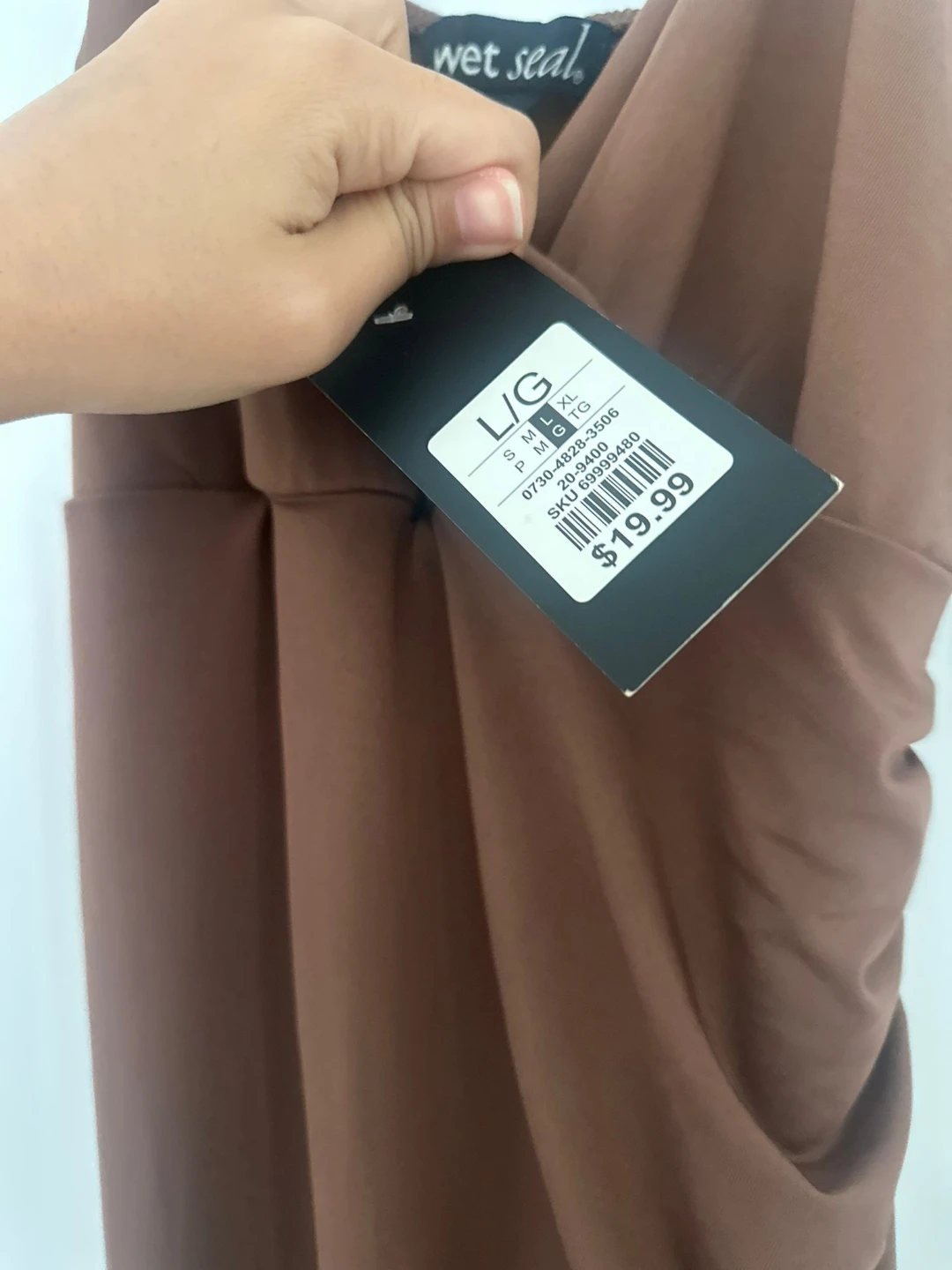 Wet Seal Brown Ruched Midi Dress - Size L - photo 3